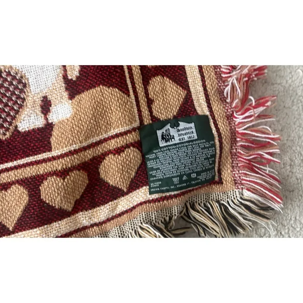 Vintage Crown Crafts Teddy Bear Blanket Throw 55” X 45” Goodwin Weavers